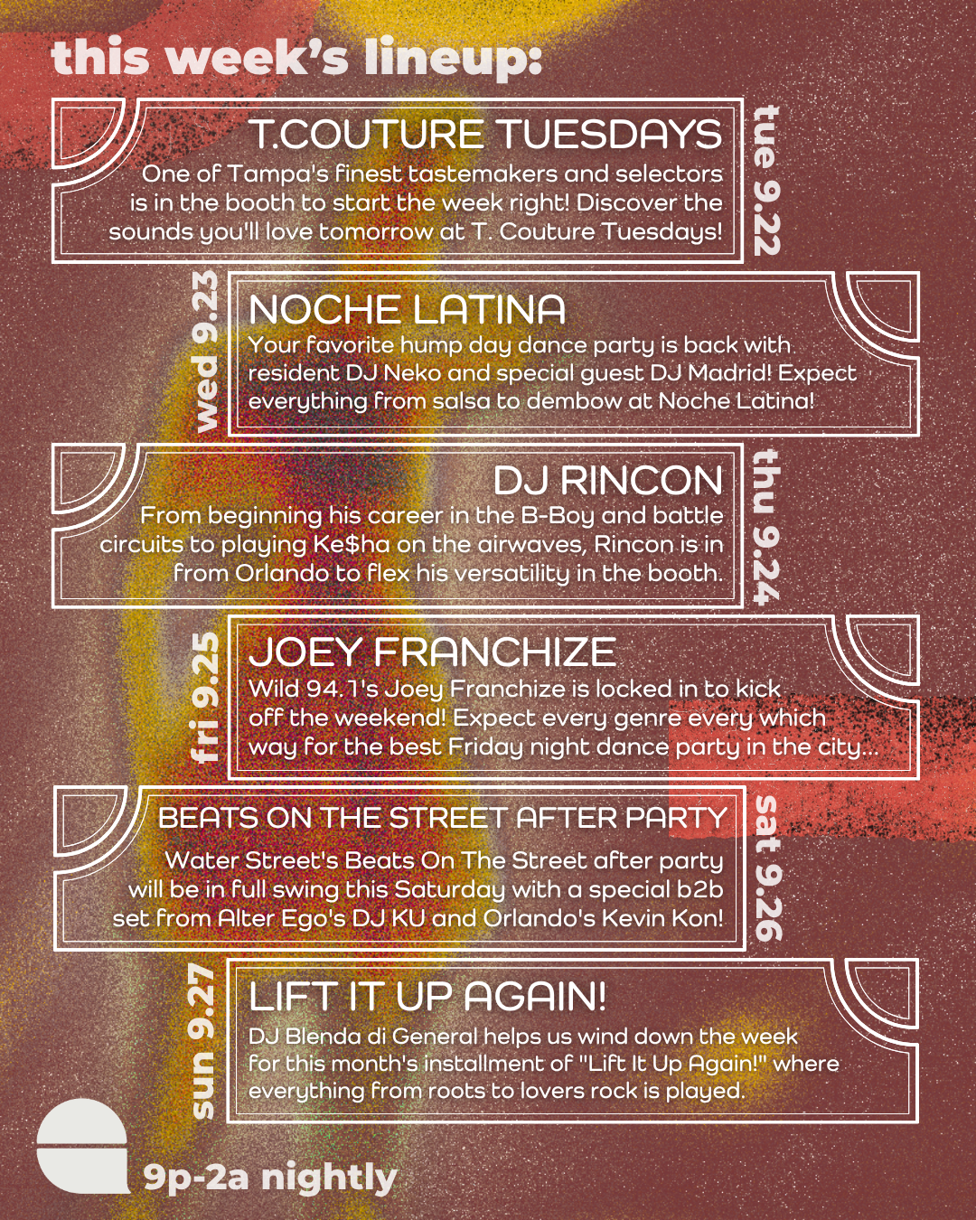 Alter Ego weekly lineup poster