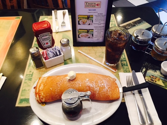 Stuffed pancake at Trip's Diner